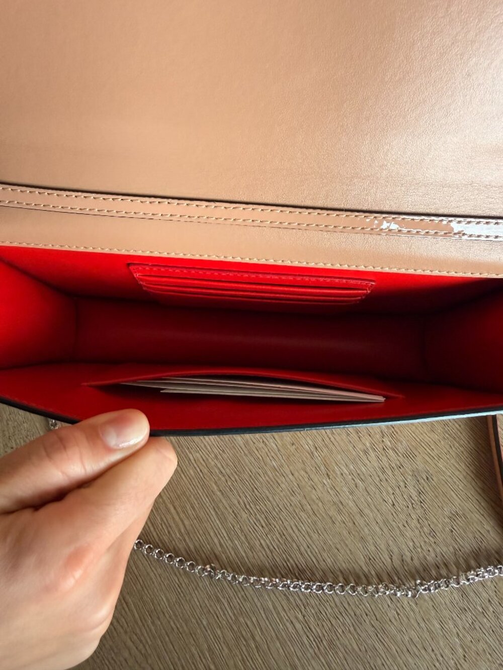 Christian Louboutin Patent Leather Crossbody Clutch in Blush Pink - Picture 3 of 4